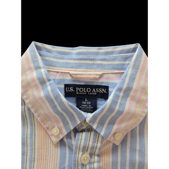 NWT U.S. Polo Assn. Short Sleeve Button-Up Oxford Shirt Boys Size L 10/12 - Picture 4 of 5